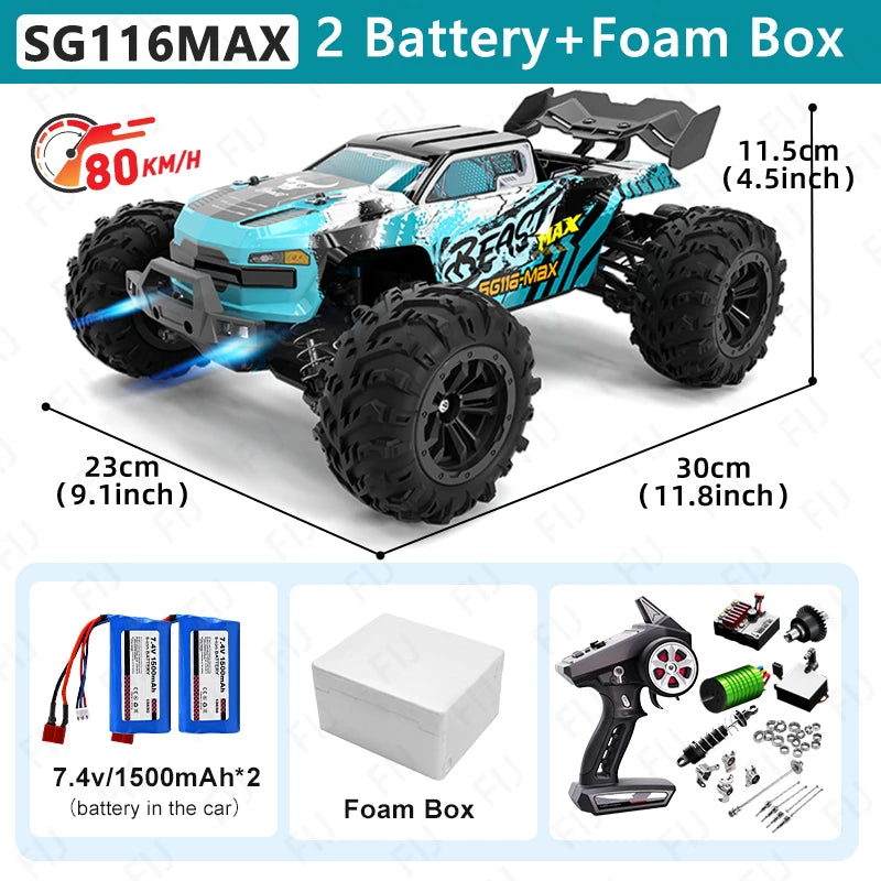 ZLL SG116 MAX RC Car 80KM/H High Speed Off-Road Drift Car Brushless 4WD Professional Racing Cars Remote Control Car for Adults
