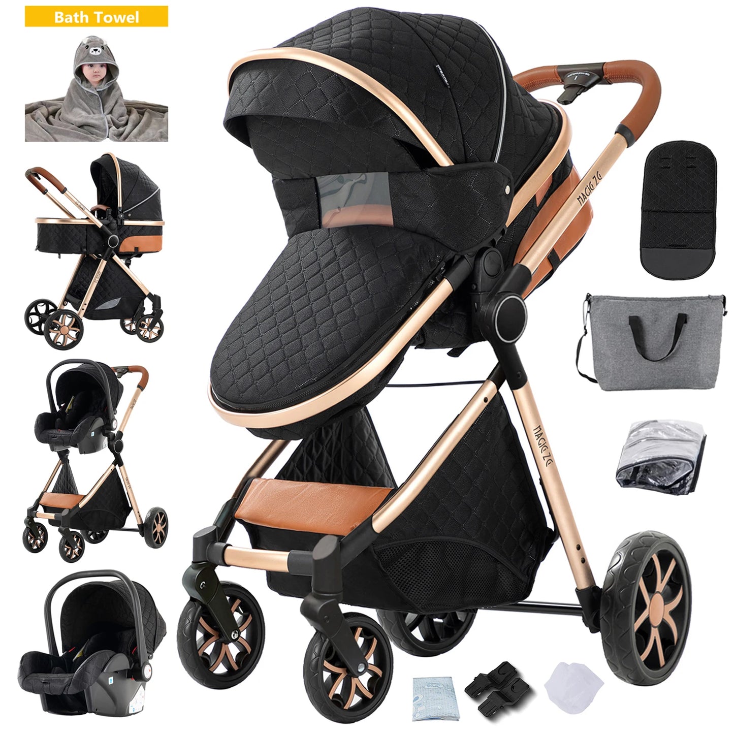 Baby stroller lightweight strollers 3 in 1 Baby carriage baby cart Baby carriage 3 in 1 Multiple stroller cradle for newborns