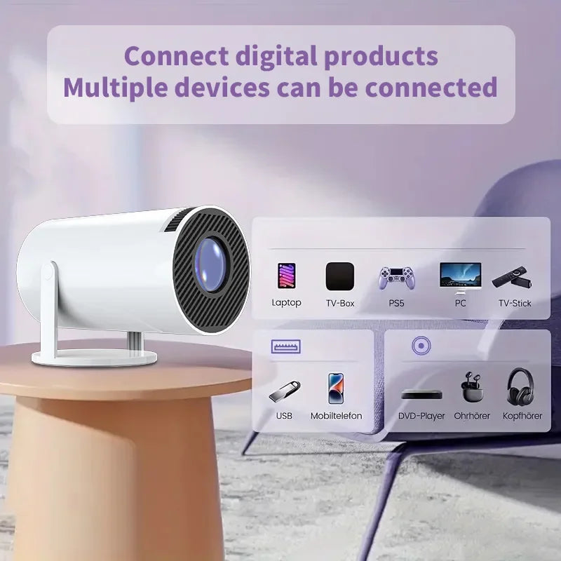 Full HD 1080P HY300 Portable Projector 270 Degree Rotation Technology Multi-device Compatibility USB HDMI Input Video Projective