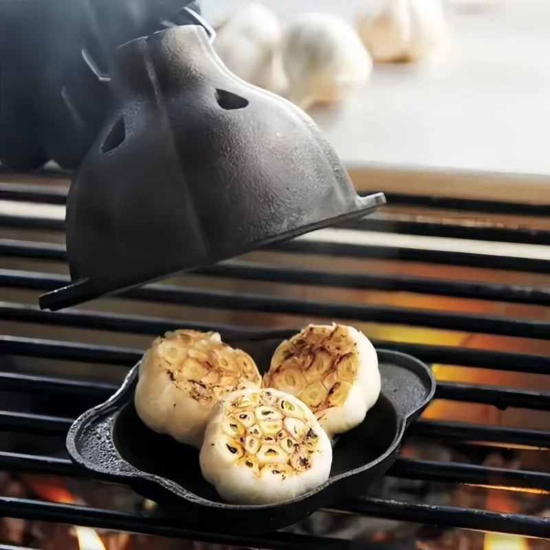 JUSTINLAU Garlic Grills Double-ear Barbeque Grill Onion Potato Barbecue Cooker Uncoated Baking Pot Home/Outdoor Barbecue Tools