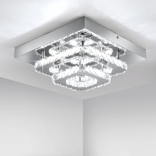 Kristall-LED-Deckenleuchte, moderne Kristalllampe K9 Edelstahl 36W Deckenlampen für Küche, Schlafzimmer, Durchmesser 30 cm