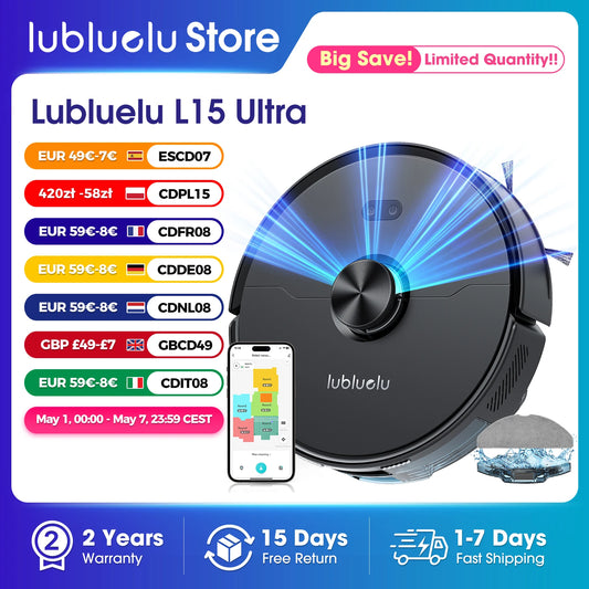 Lubluelu L15 Ultra 3-in-1 Robot Vacuum Mop Combo with LiDAR Navigation 5500Pa Suction Auto-Charging Smart APP 24 No-go Zones