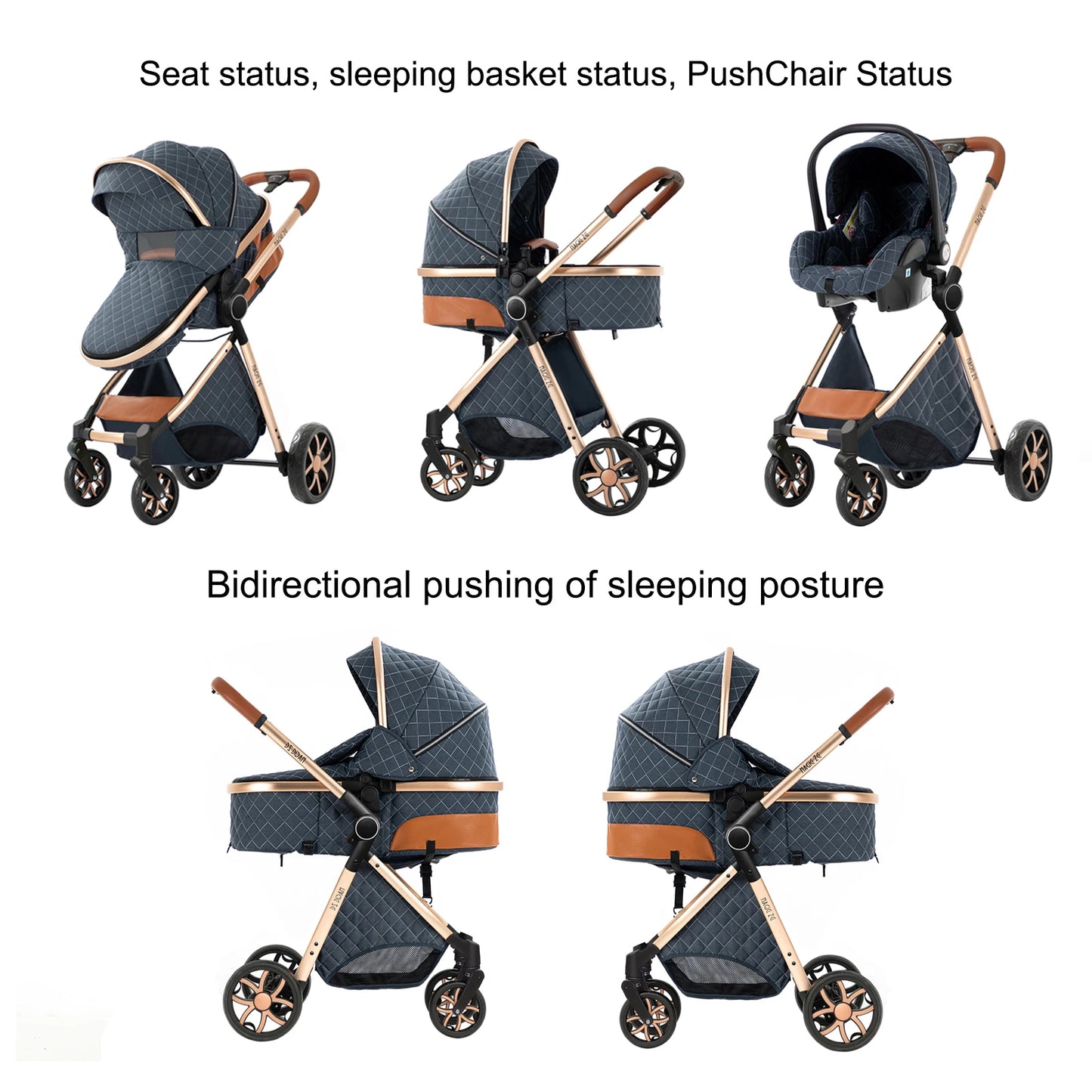 Baby stroller lightweight strollers 3 in 1 Baby carriage baby cart Baby carriage 3 in 1 Multiple stroller cradle for newborns