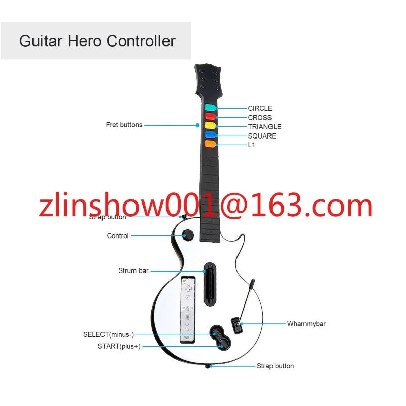 White Wireless Hero Rock Band With Straps WII Guitar Hero Controller for Hero and Rock Band Games