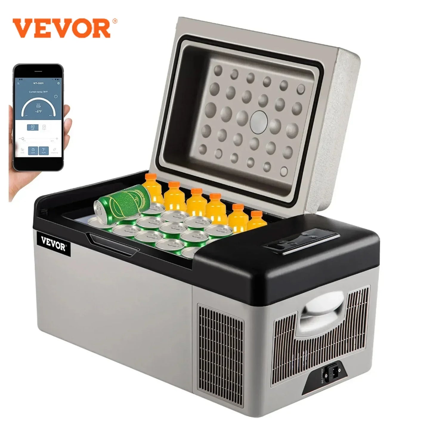 VEVOR Car Refrigerator 20L Compressor Portable Small Refrigerator Freezer Mini Electric Cooler for Driving Travel Fishing Outdoo