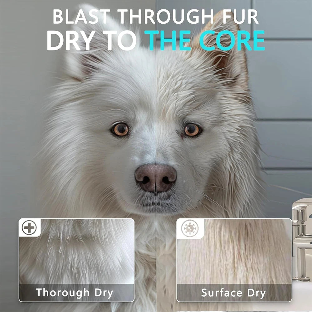 Podofo 5.2HP Professional Dog Grooming Blower Quiet High Power Pet Hair Dryer Fast Drying Machine for Dogs and Cats