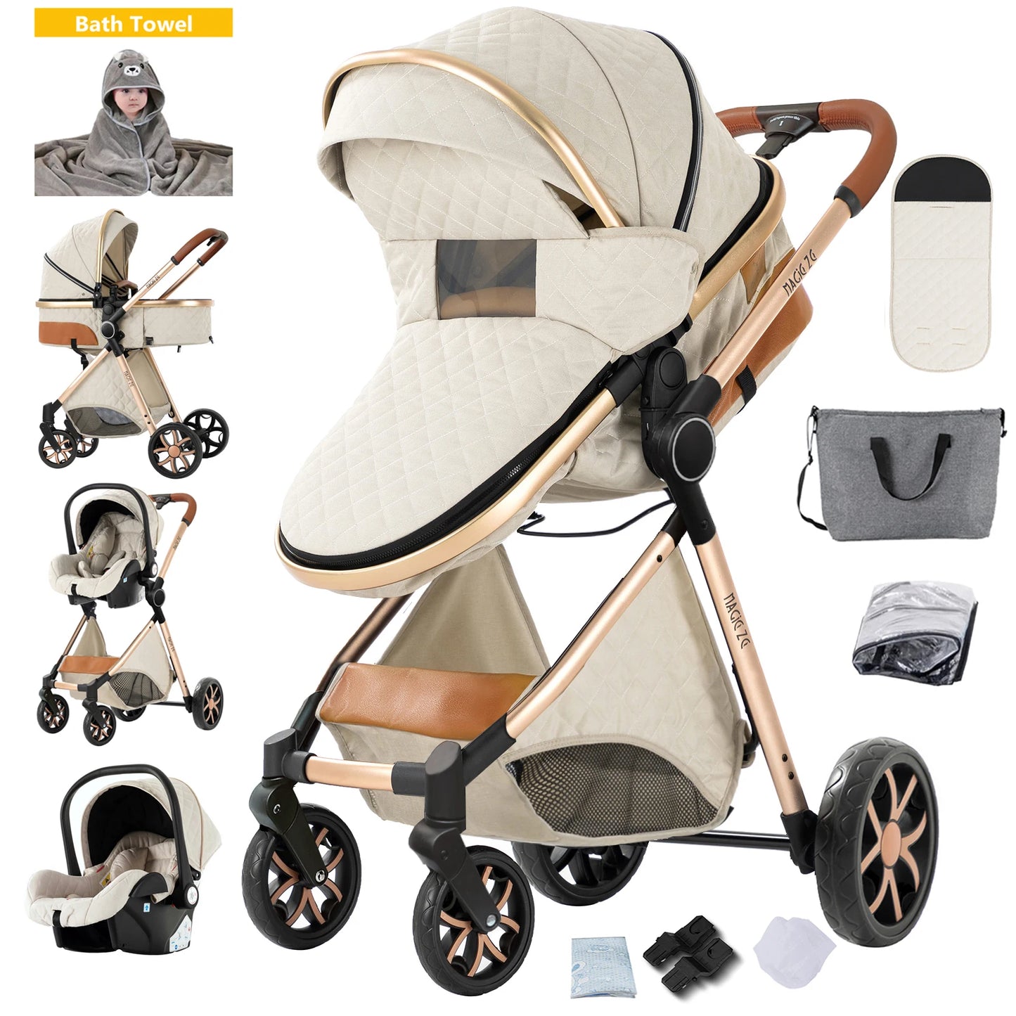 Baby stroller lightweight strollers 3 in 1 Baby carriage baby cart Baby carriage 3 in 1 Multiple stroller cradle for newborns