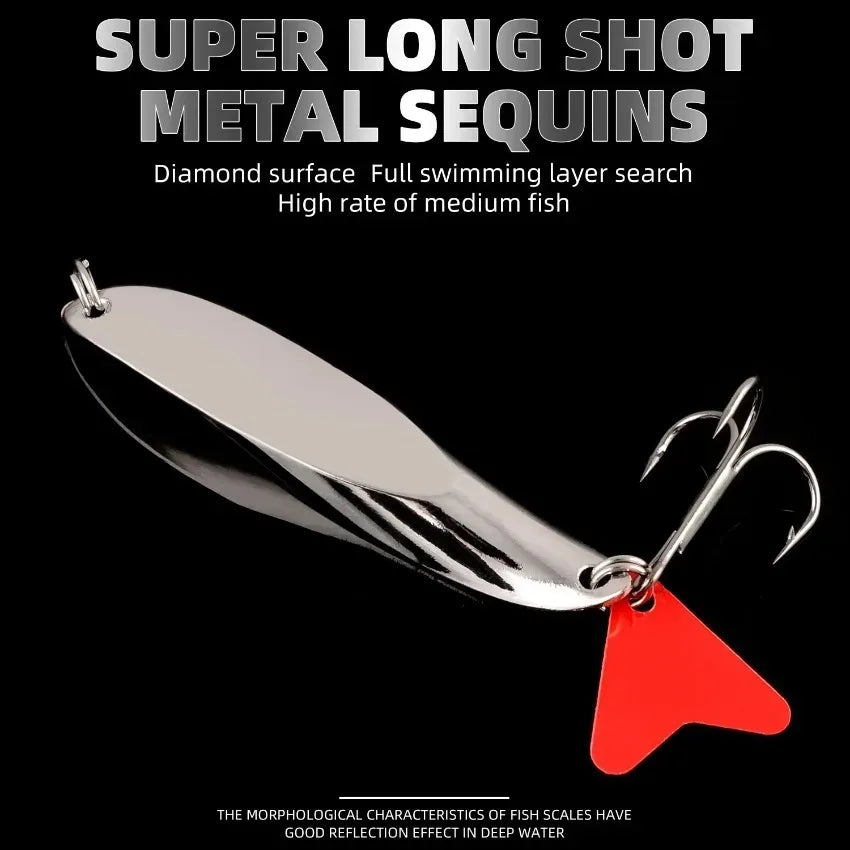 3PCS Hard Bait Silver Spoon Jigging Lure Metal Treble Hook Casting Blade Spinner Trolling Spoons Stainless Sheel Spinner Bait