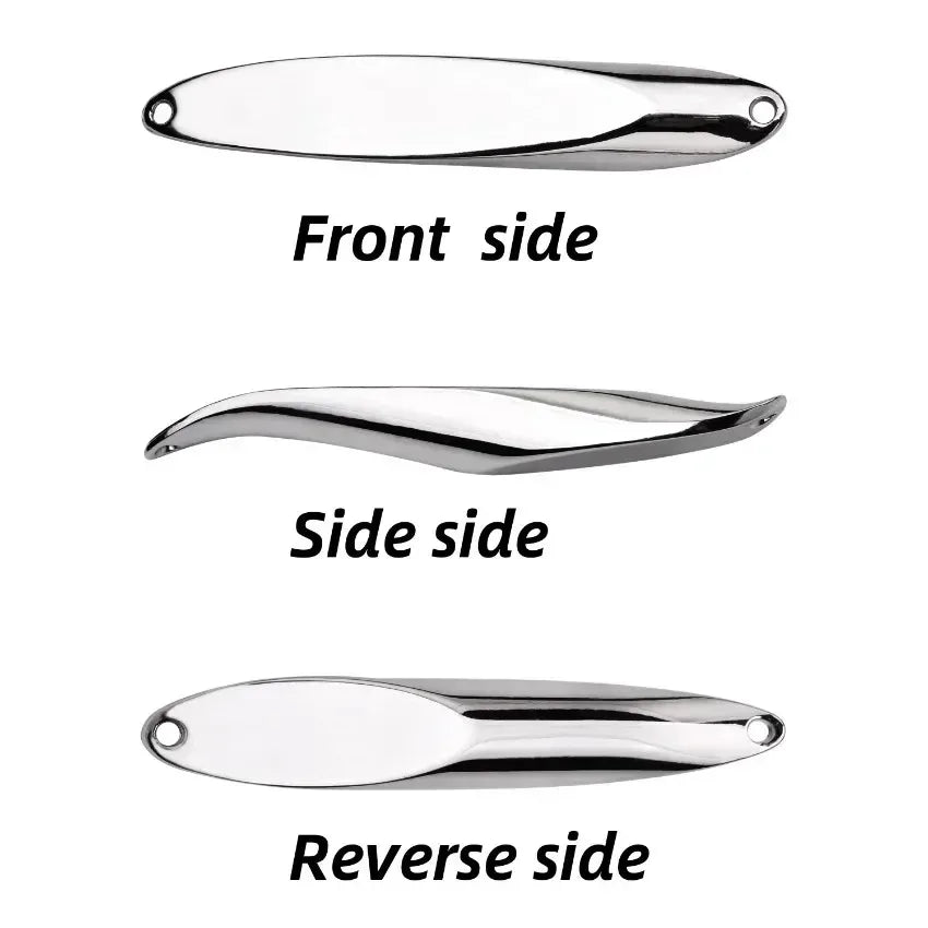 3PCS Hard Bait Silver Spoon Jigging Lure Metal Treble Hook Casting Blade Spinner Trolling Spoons Stainless Sheel Spinner Bait