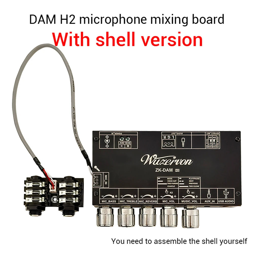 DC 8-36V ZK-DAM-H2 Upgraded Reverb Board Isolation Low Noise Front Stage Effect Device External Mic BT USB Decoding Supports TWS