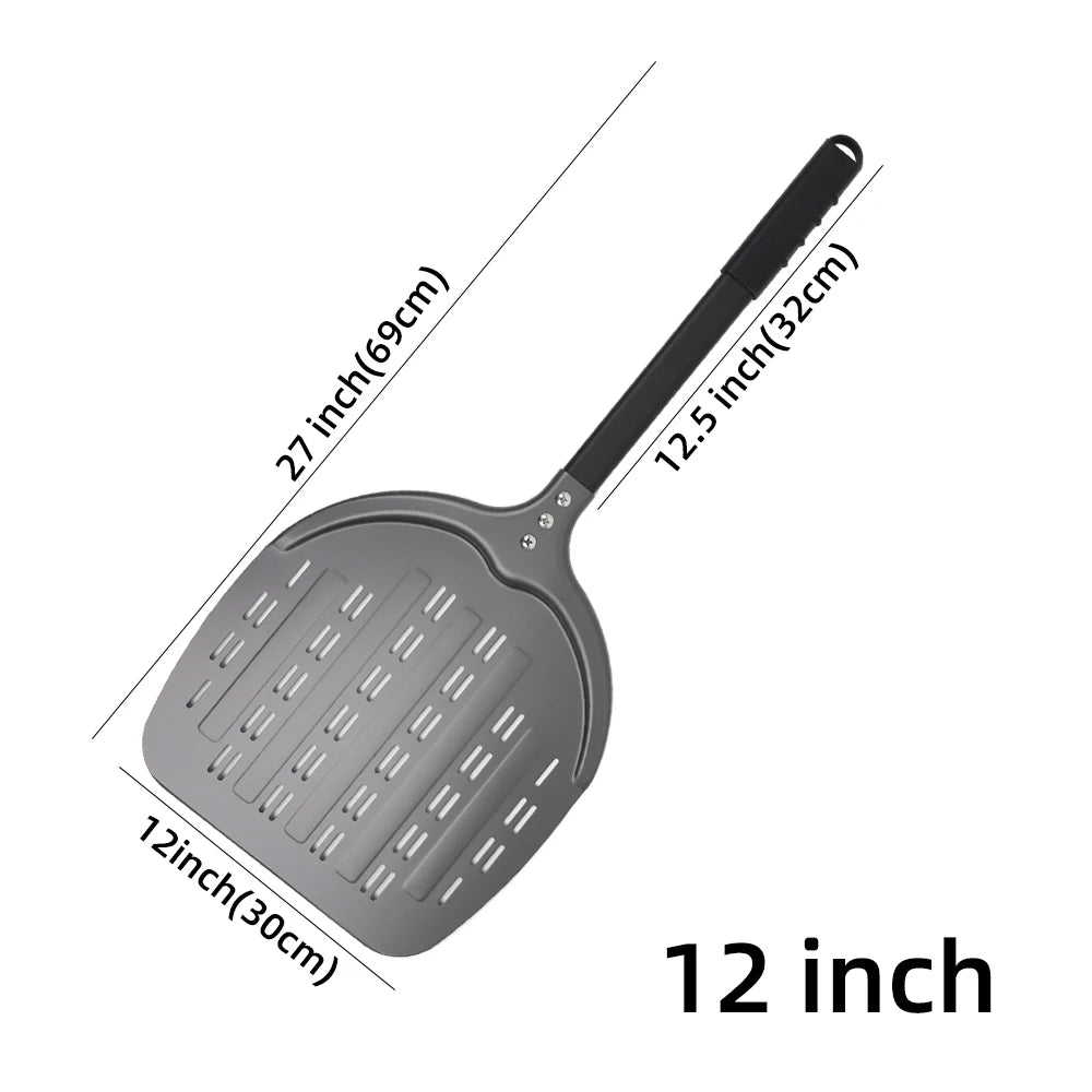 12 13 14 &7 Inch Pizza Peel Long Handle Turning Paddle Aluminum Pizza Turner Baking Tool Perforated  Kitchen Accessories