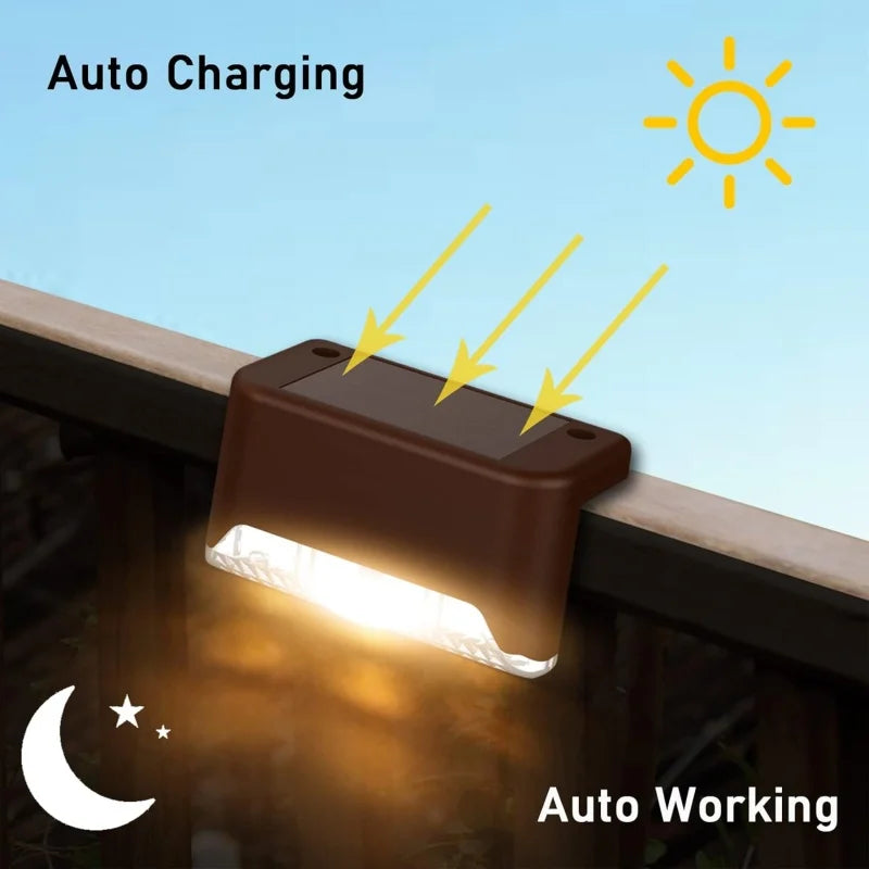 Outdoor Solar LED Step Lamp Waterproof Path Stair Garden Lights Balcony Decoration for Upstairs Downstairs Patio Fence Yard