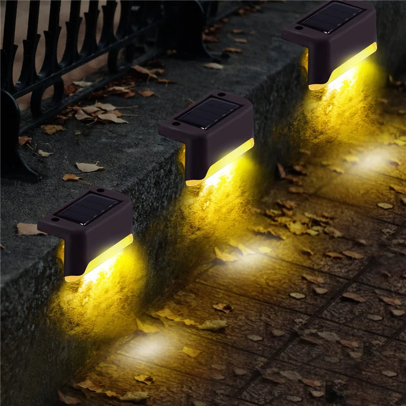 Outdoor Solar LED Step Lamp Waterproof Path Stair Garden Lights Balcony Decoration for Upstairs Downstairs Patio Fence Yard