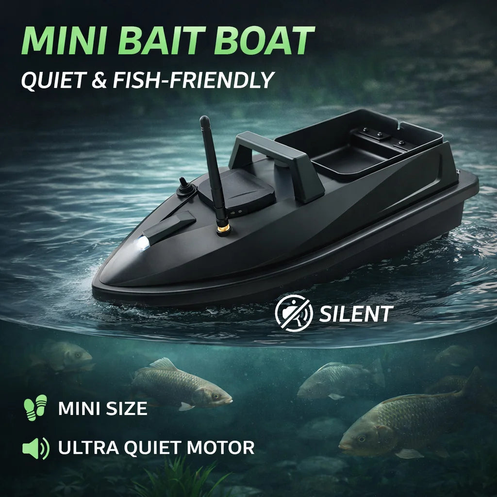 MBLN Mini Bait Boat 500m Remote Control, Ultra-Quiet Dual Motor, Cruise Control, 1.5kg Load, Night Lights, Auto Yaw Correction