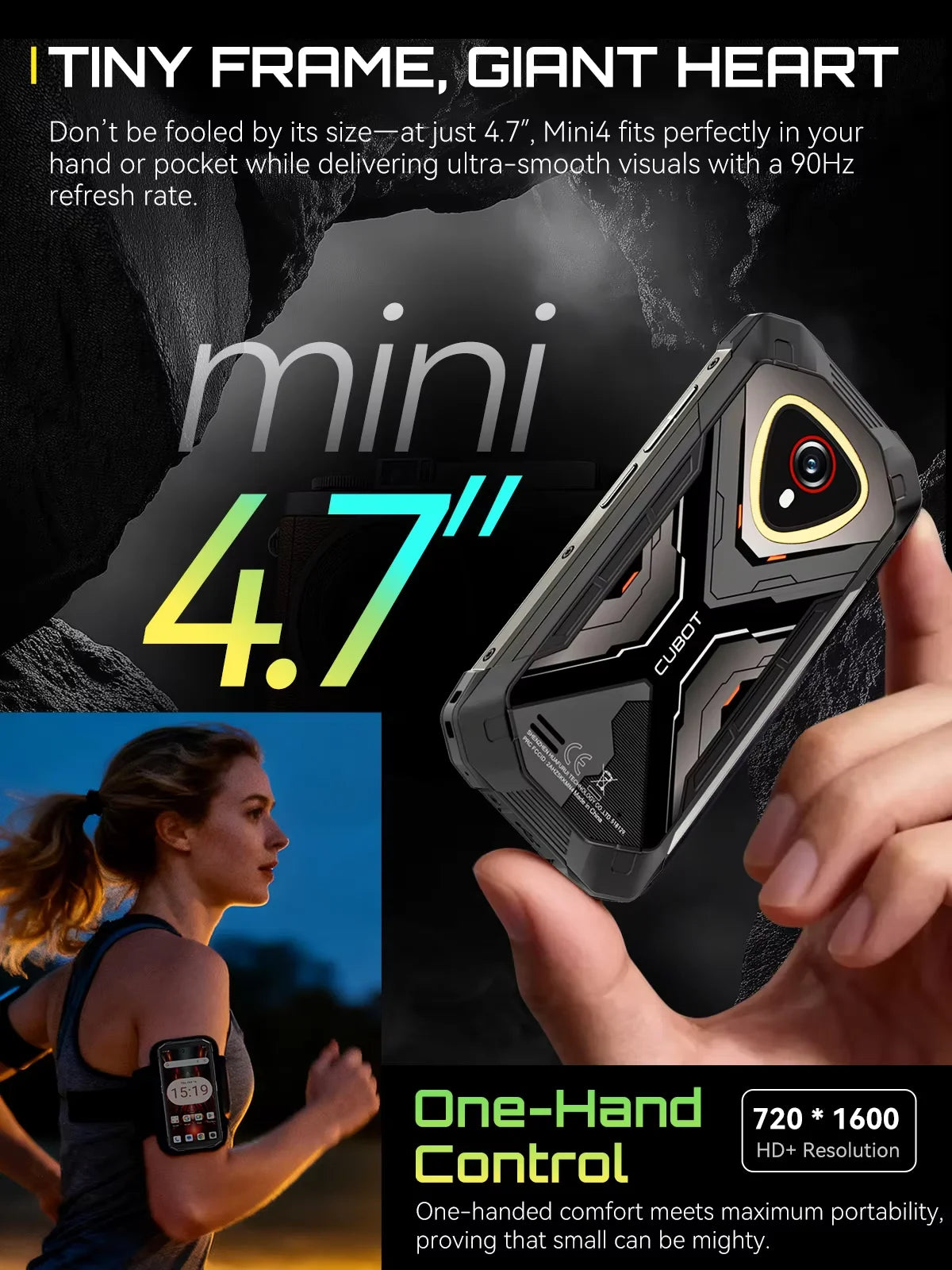 Cubot KingKong Mini 4 Android 15 Rugged Smartphone , 4.7-Inch Display, 90Hz, 4700mAh, 6GB+128GB,8GB+256GB NFC 48MP Camping Light