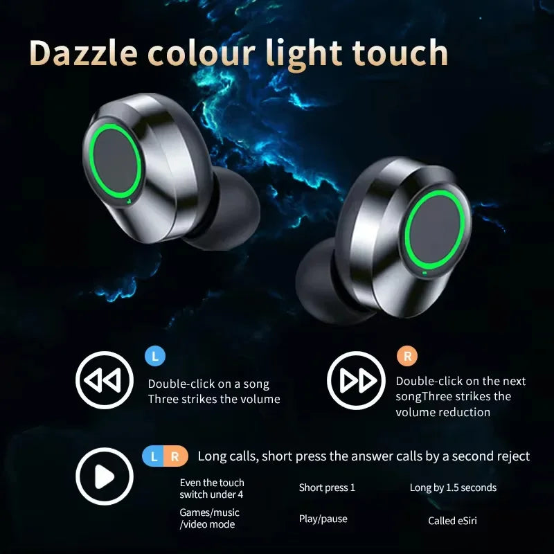 TWS Wireless Bluetooth Headset with Charge Box for Phone Noise Cancelling Mic Earbuds LED Display Headphones Sport Earphones