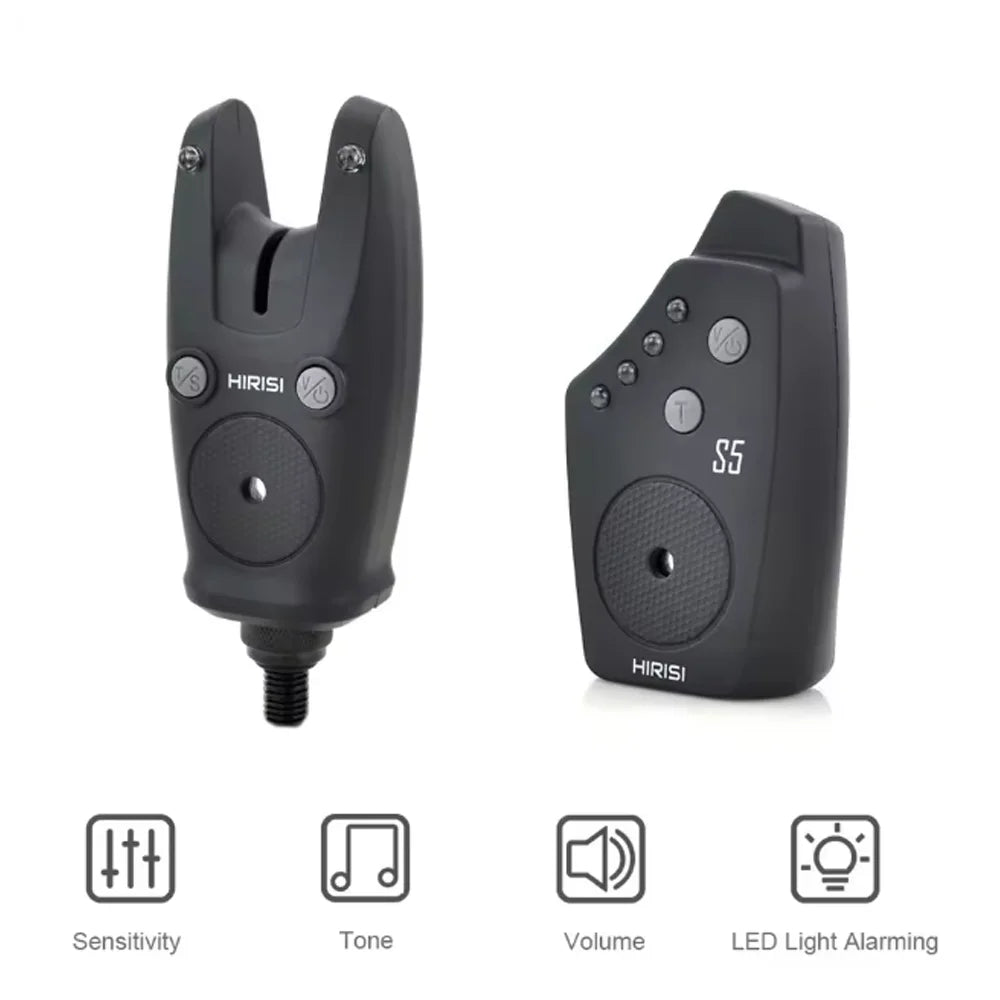 Hirisi S5 Carp Fishing Bite Alarms Fishing Bite Indicator Waterproof Wireless Fishing Alarm Set Fishing Accessories
