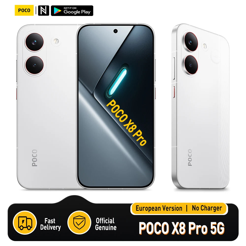 POCO X8 Pro 5G European Version 256GB/512GB 6.59" AMOLED 1.5K 120Hz 6210mAh 50MP OIS NFC IP68 Dimensity 8500-Ultra No Charger