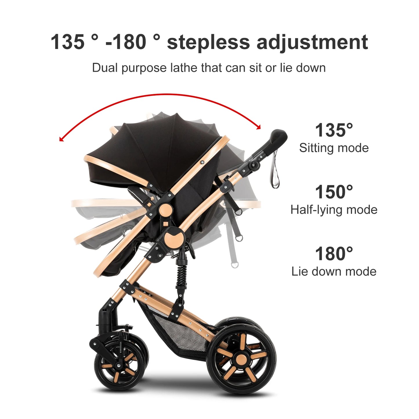 Deluxe Baby Travel System Stroller with Bassinet & Car Seat — One-Hand Quick Fold, Lightweight and Portable for Adventures