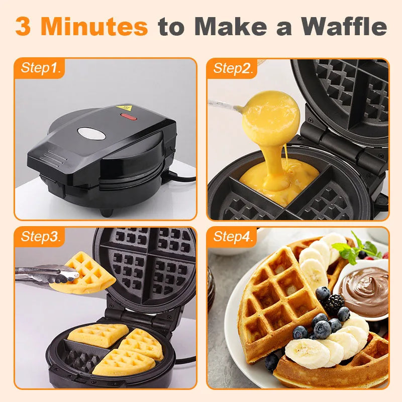 3in1 Breakfast Machine Double side heating Non-stick Grill Sandwich Waffle Maker Cartoon Cake Donut Baking Oven Dessert Toaster