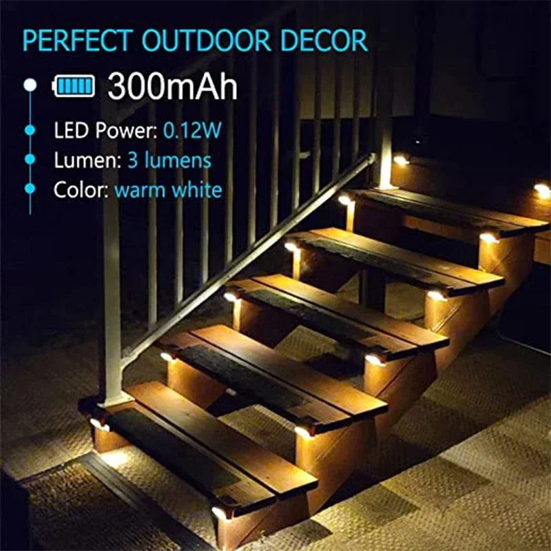 Outdoor Solar LED Step Lamp Waterproof Path Stair Garden Lights Balcony Decoration for Upstairs Downstairs Patio Fence Yard