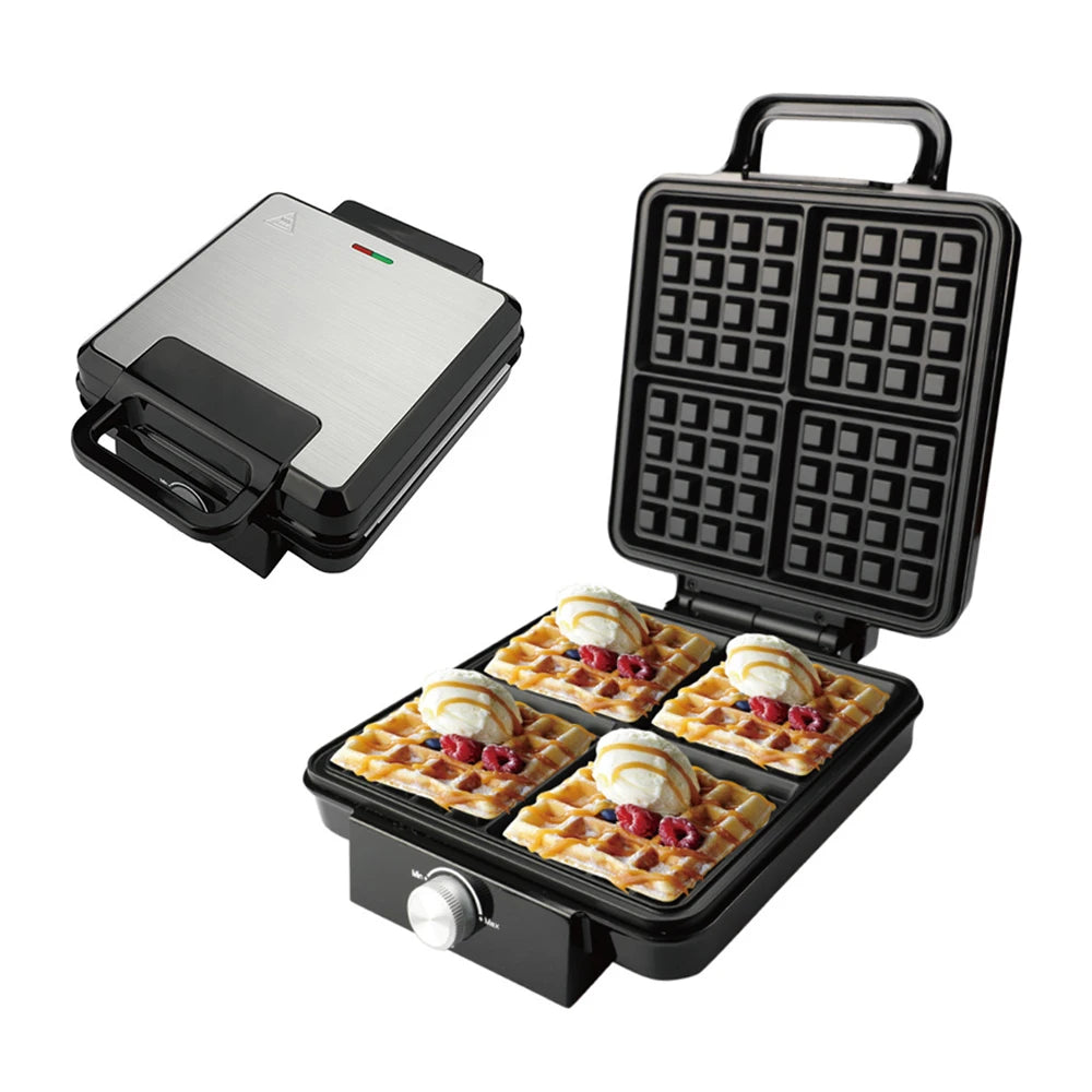 DMWD Electric Waffle Maker Multifunction Breakfast Crepe Baking Machine Muffin Grill Egg Cake Oven 4 pieces Waffle Bakeware EU