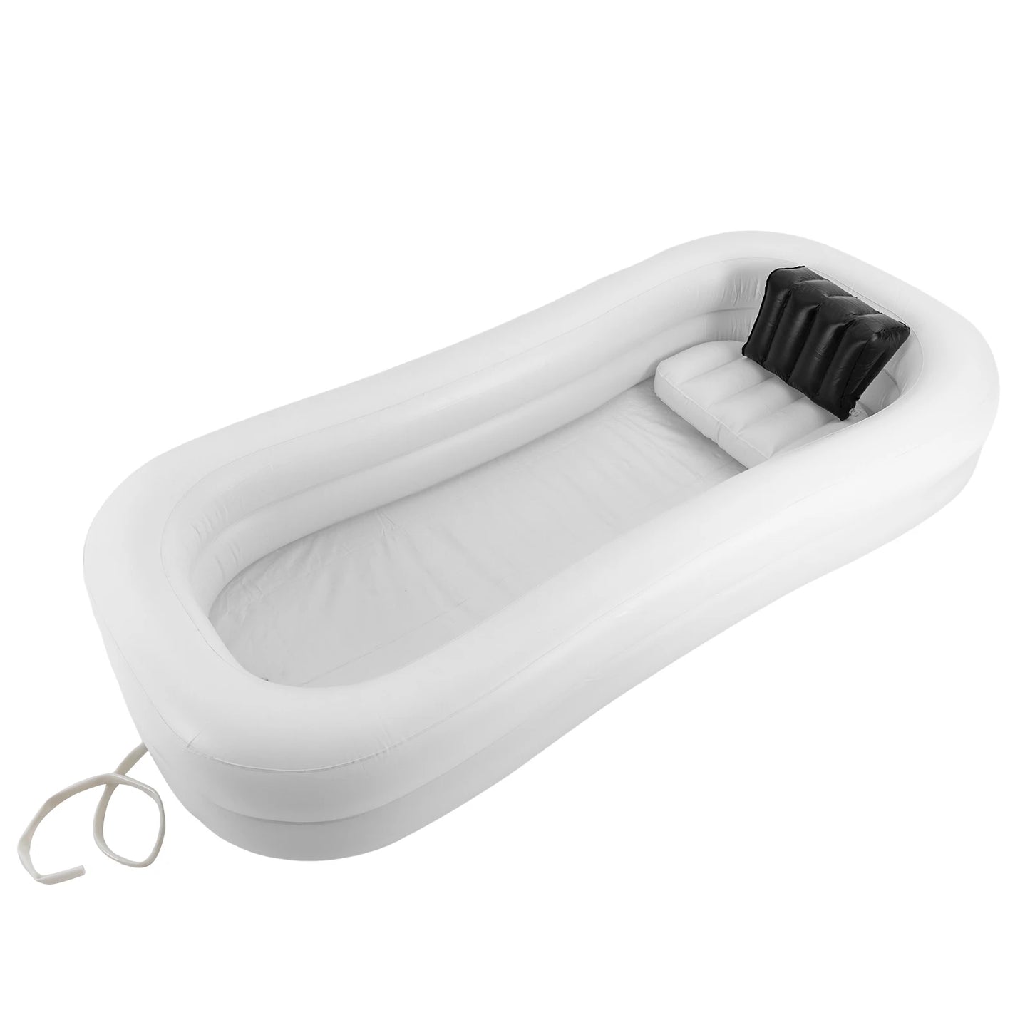130W 10L Rectangle Portable Air Bathtubs for Adults Double-layer PVC Shower Bathtub with Electric Air Pump