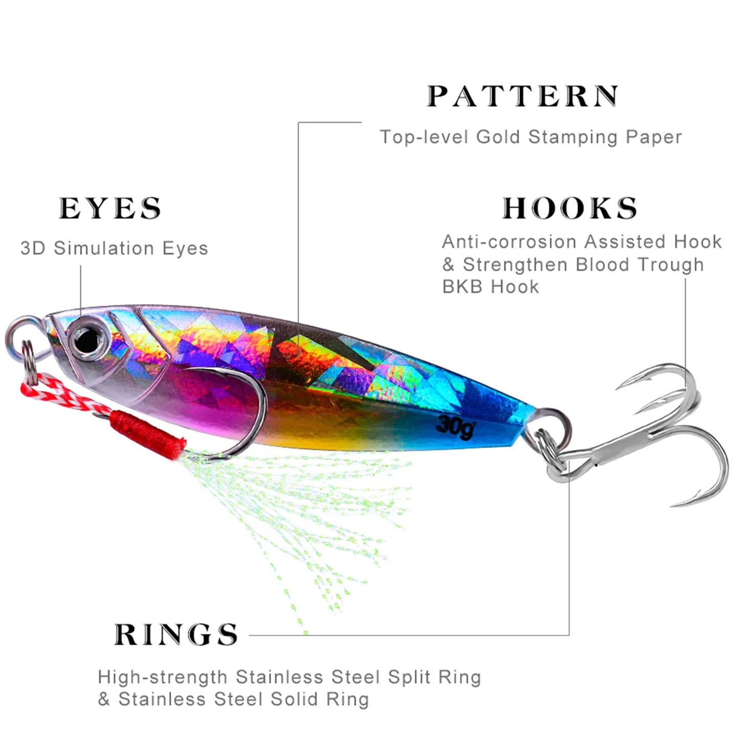 PROBEROS 5pcs jigging Lure Metal Casting Jig 7g/10g/15g/20g/30g Simulation Metal Slow-Shaking Jig bait Fake Lure