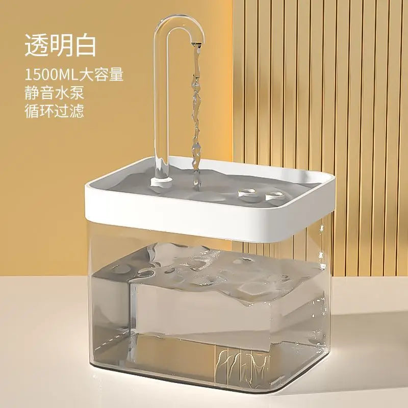 Ultra-Quiet Pet Water Fountain Auto Filter Electric Cat Dog Water Dispenser&Burnout Prevention Pump 1.5L Recirculate Filtrin