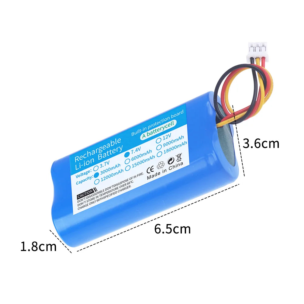 3.7v 7.4v 12v 18650 Li-ion battery 3000mAh 6000mAh 8000mah 9000mAh 12000mAh with PCB protection XH 2.54 2P Plug